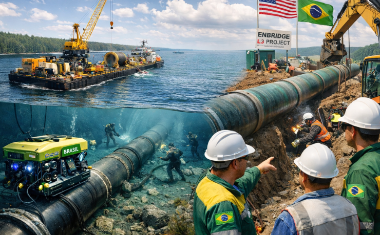 A liberação da Justiça americana para o oleoduto sob o Lago Michigan com tecnologia brasileira segundo Paulo Roberto Gomes Fernandes.